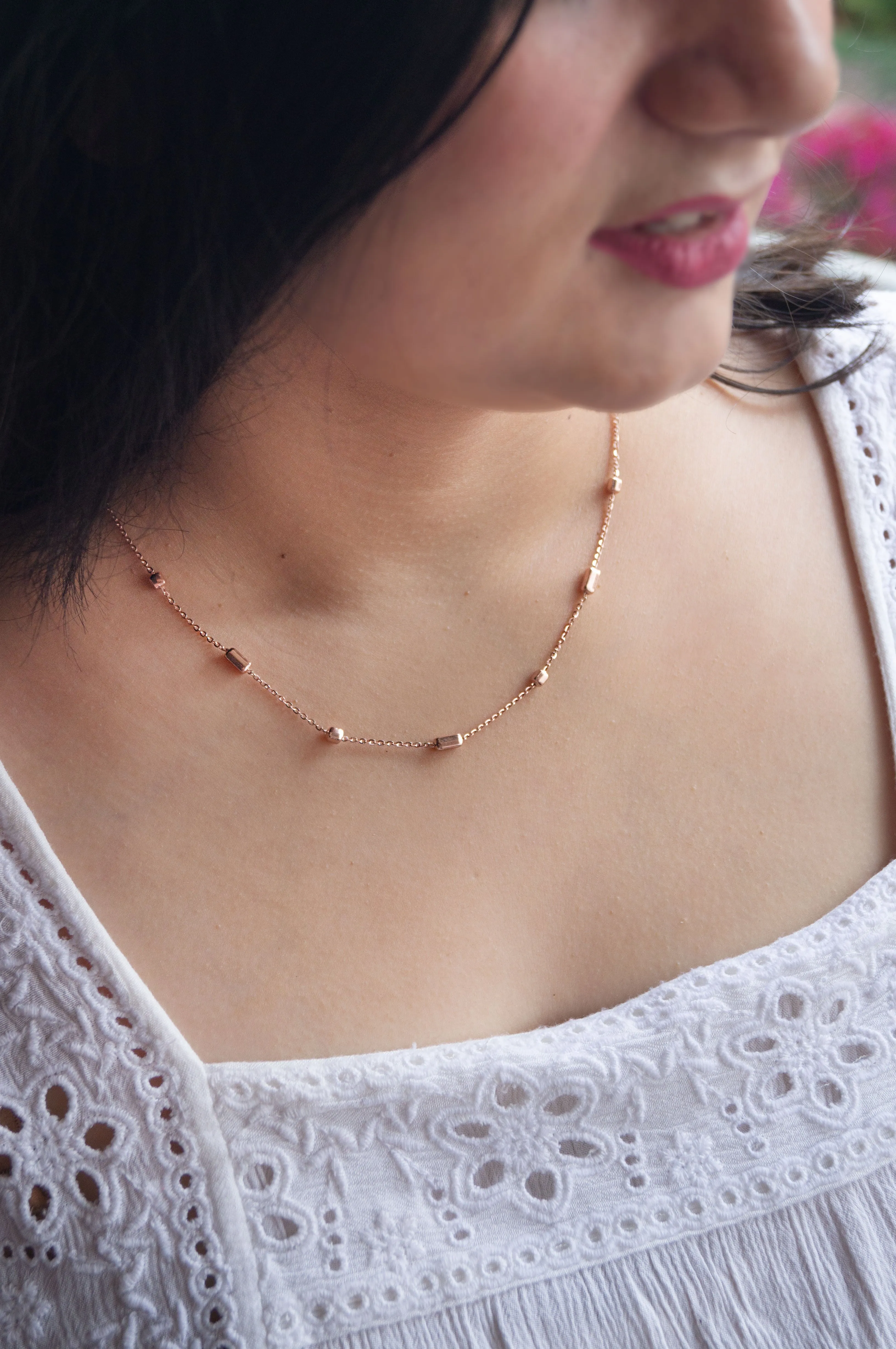 Cuboidal Game Rose Gold Plated Sterling Silver Chain