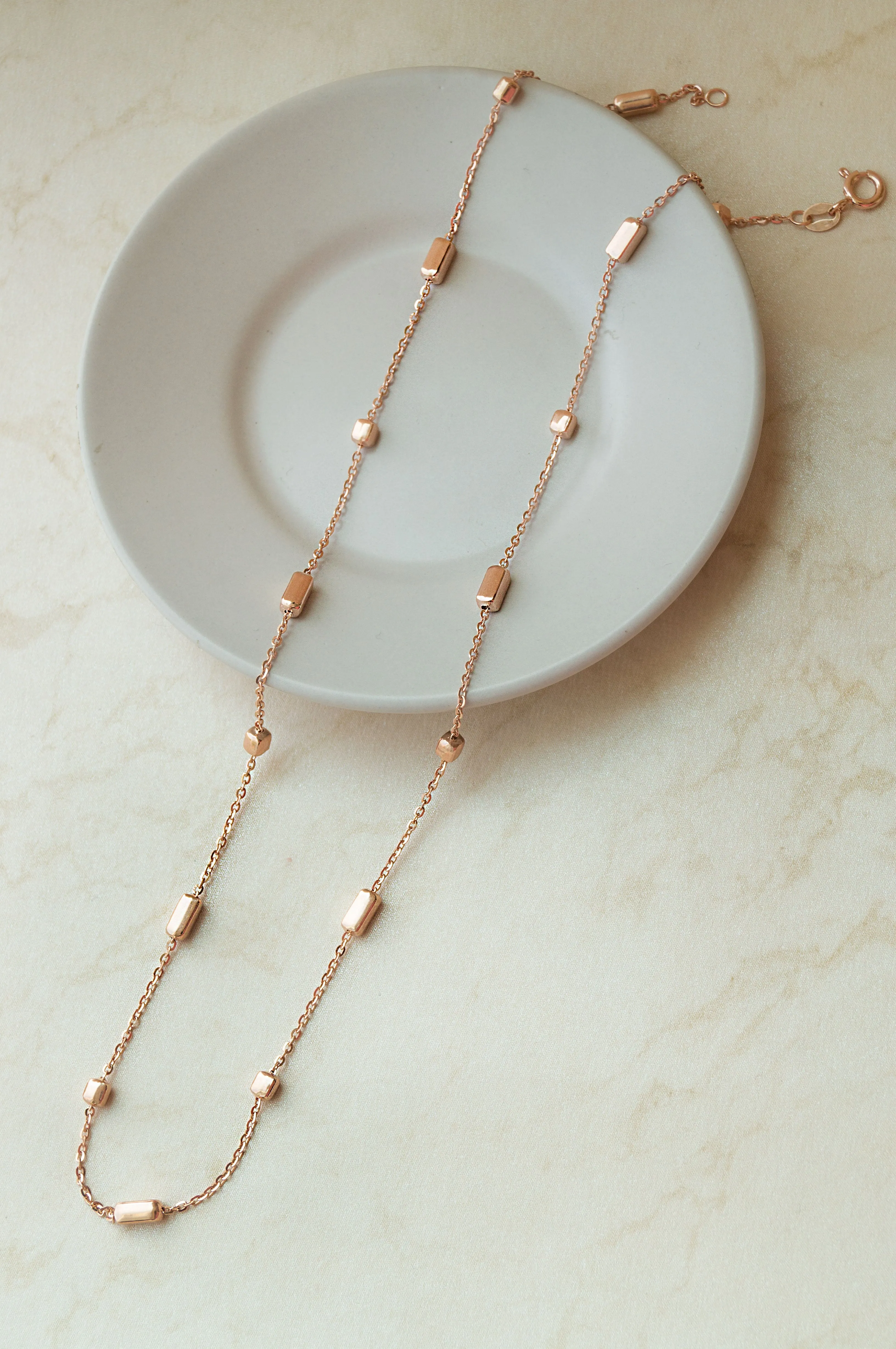 Cuboidal Game Rose Gold Plated Sterling Silver Chain