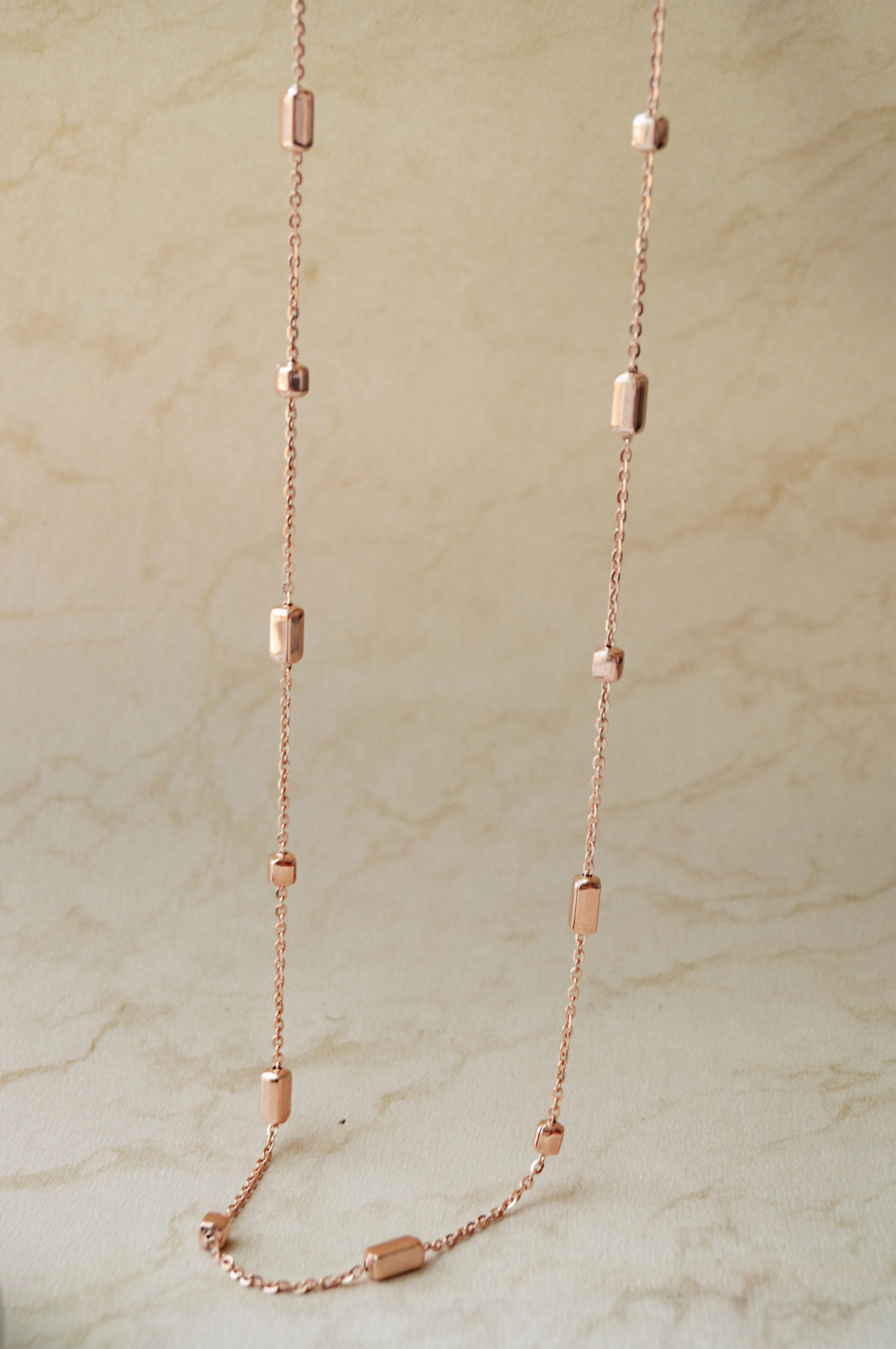 Cuboidal Game Rose Gold Plated Sterling Silver Chain