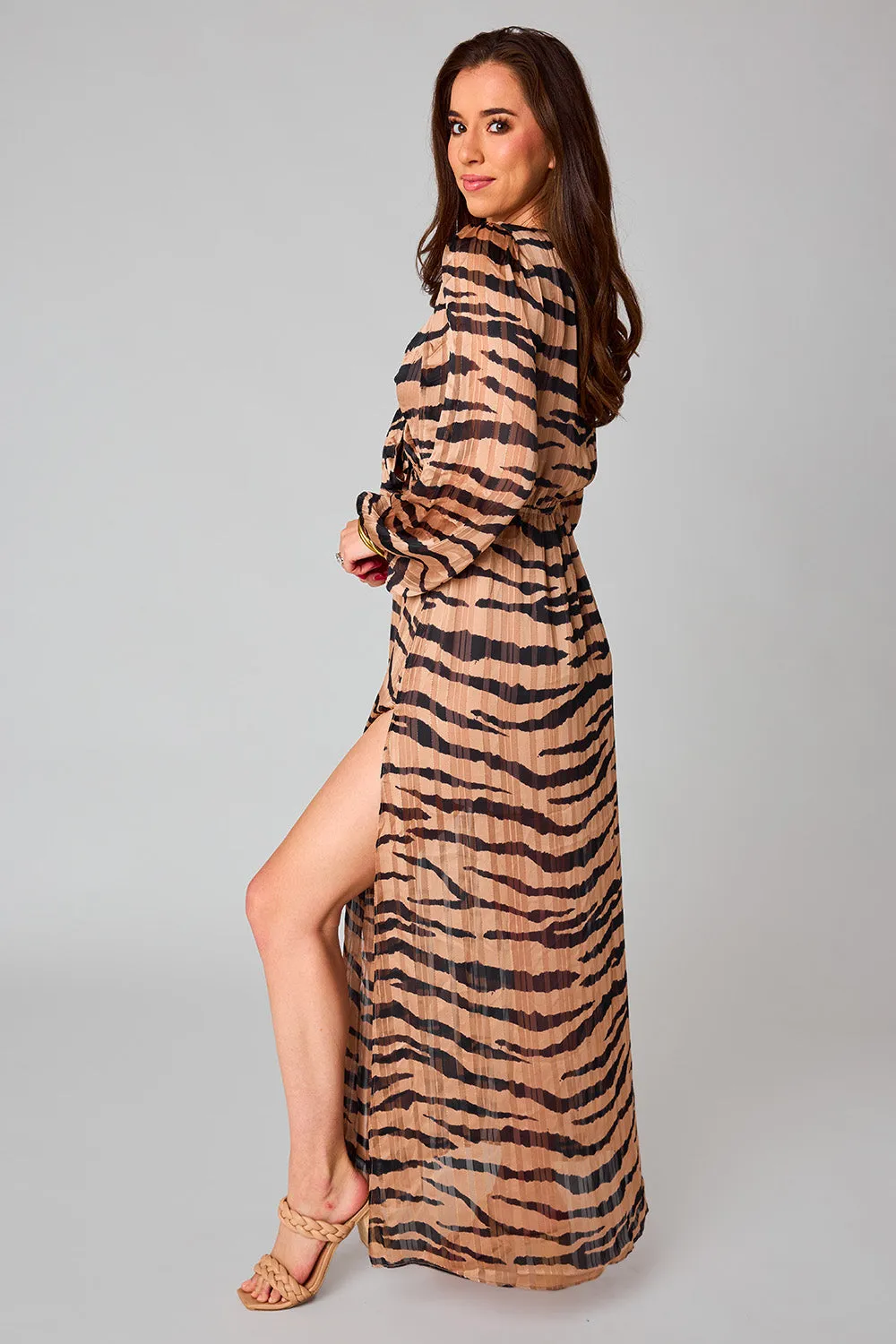 Desirae Long Sleeve Maxi Dress - Stampede