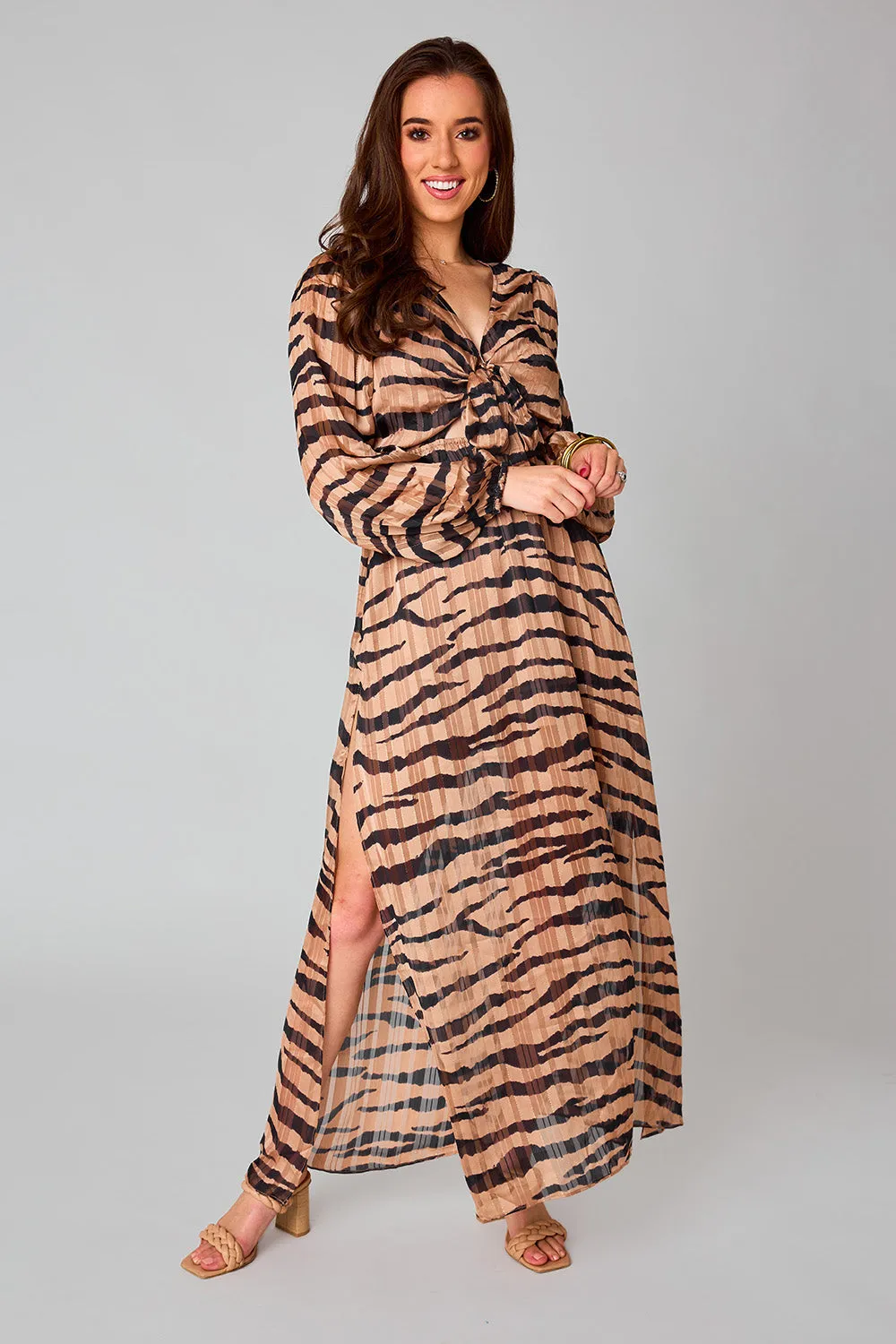 Desirae Long Sleeve Maxi Dress - Stampede