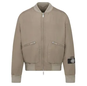 DIOR X STONE ISLAND - Silk Mix Garment Dye Bomber Beige