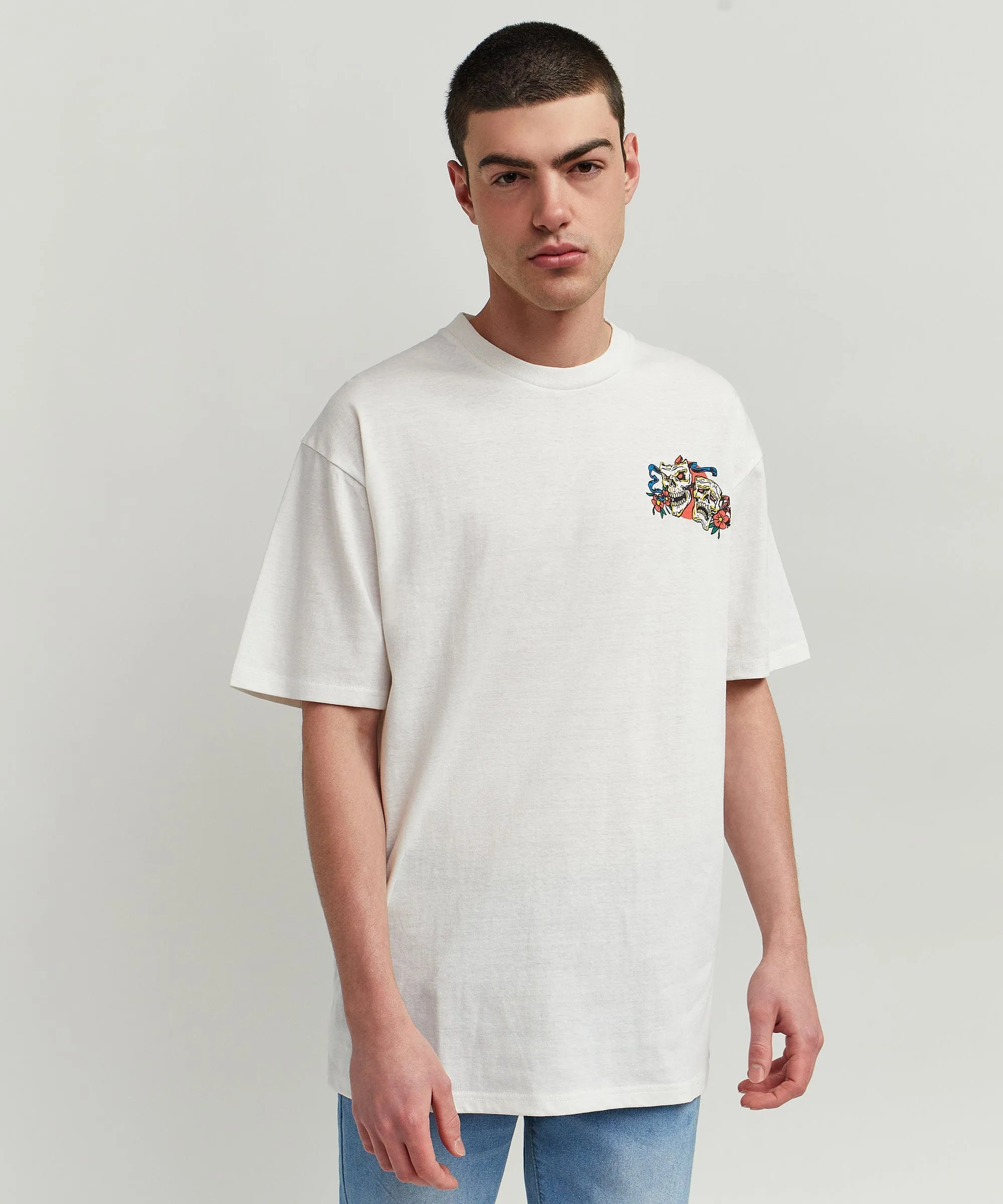 Drama Short Sleeve Graphic Print Tee - White