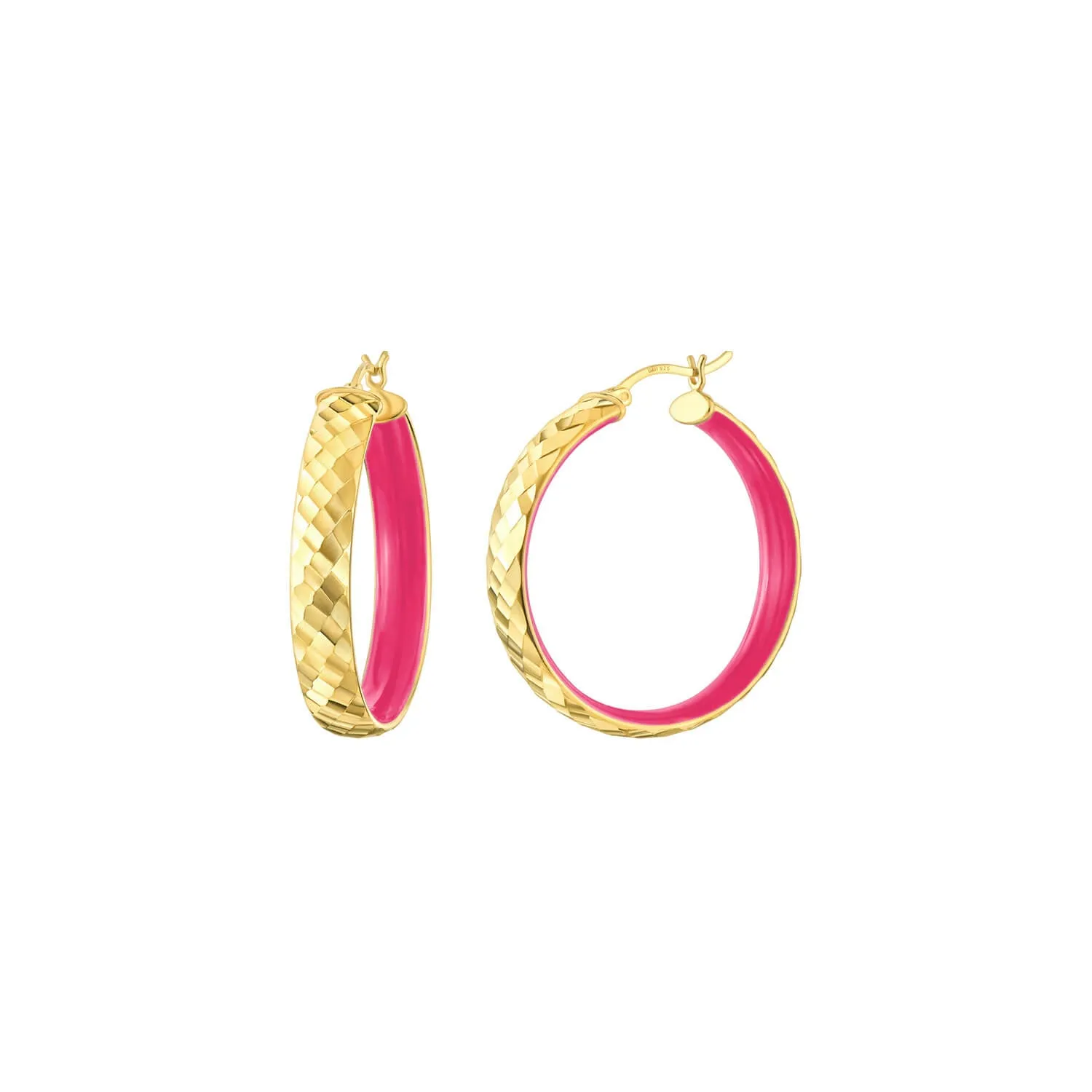 Enamel Hammered Hoop Earrings