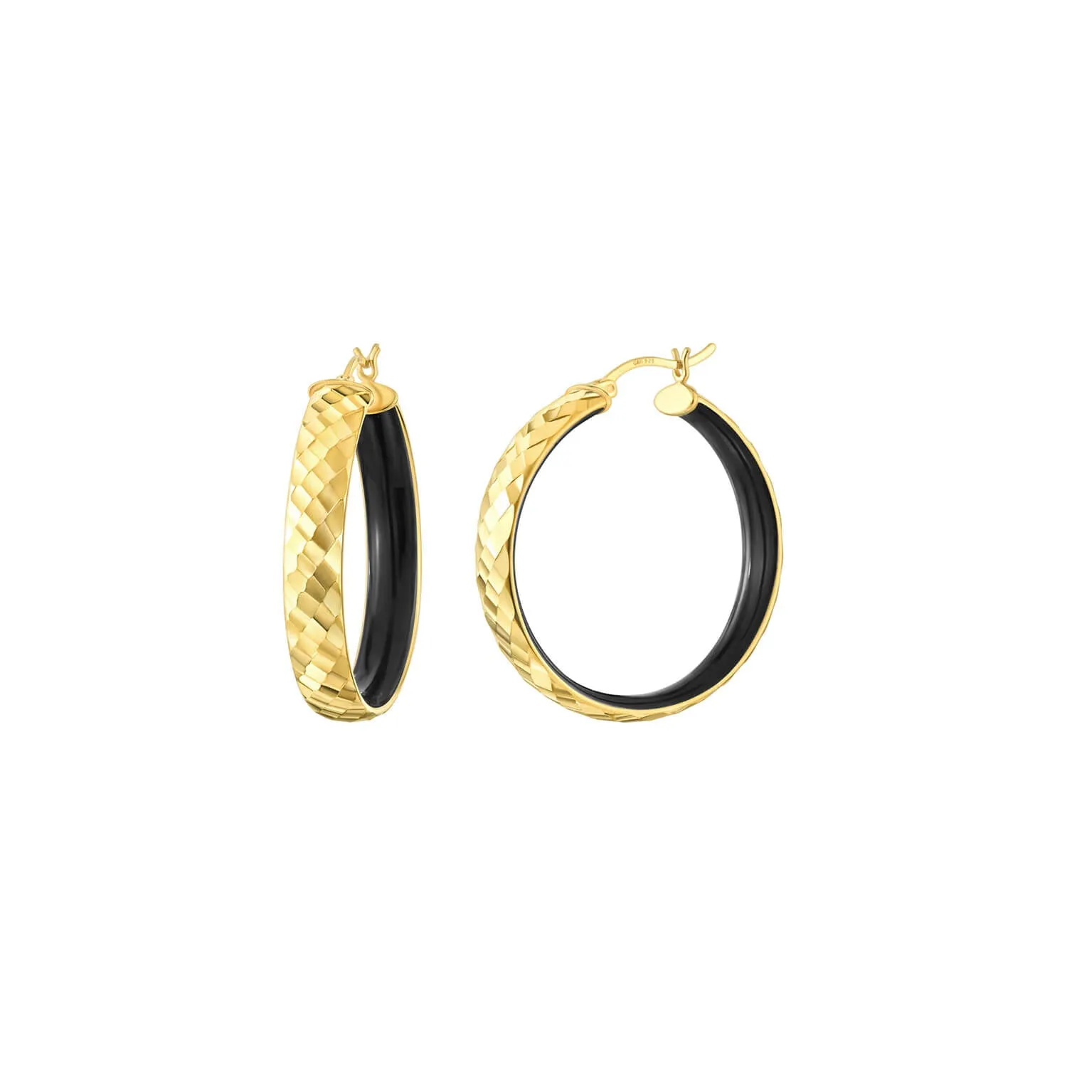 Enamel Hammered Hoop Earrings