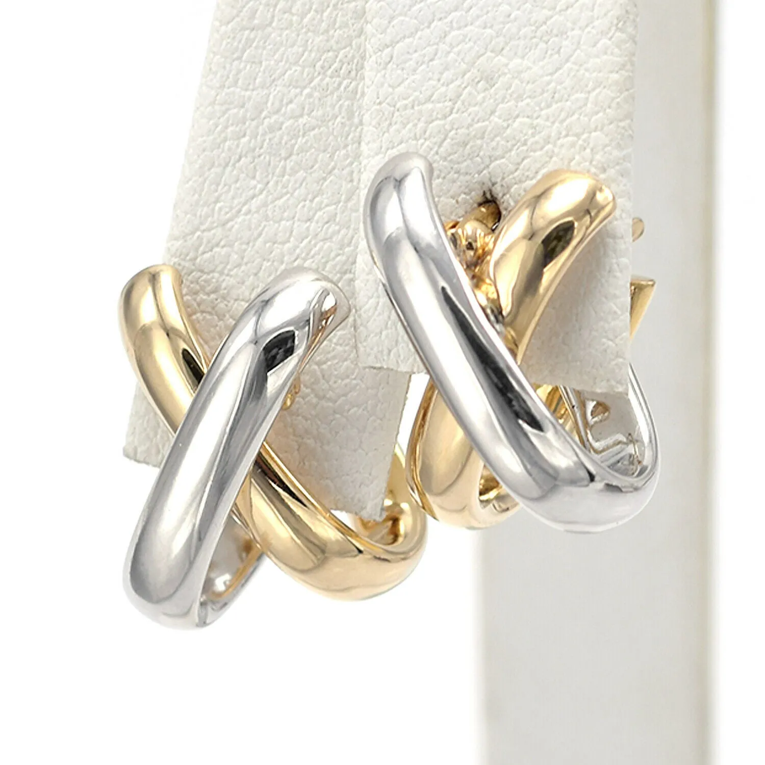 Estate 14K Yellow & White Gold Two-Tone X Drop Earrings