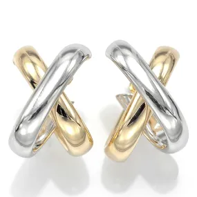 Estate 14K Yellow & White Gold Two-Tone X Drop Earrings