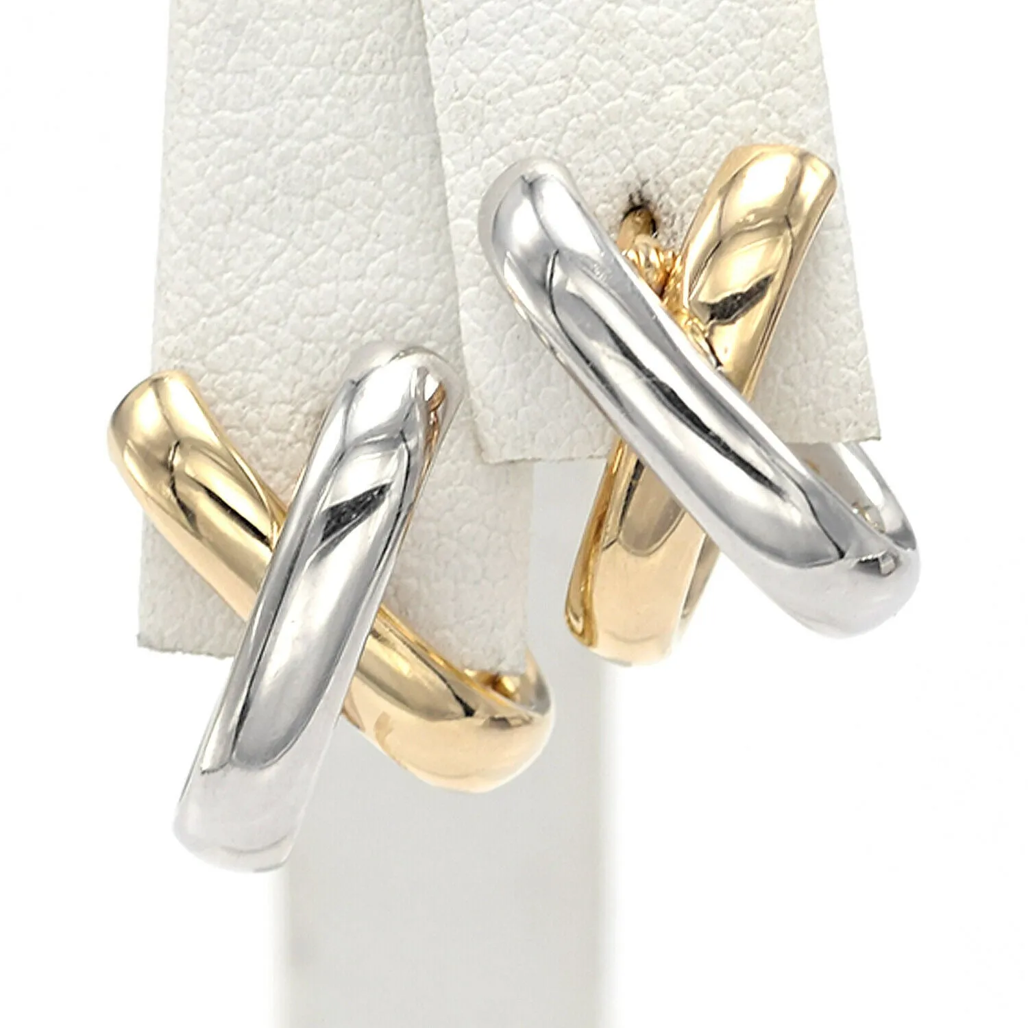 Estate 14K Yellow & White Gold Two-Tone X Drop Earrings