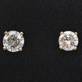 Estate 14K Yellow Gold 0.37 TCW Diamond Round Stud Earrings