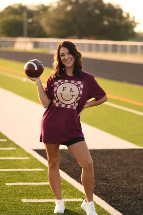 FL Gold & Maroon Checkered Smiley Tee