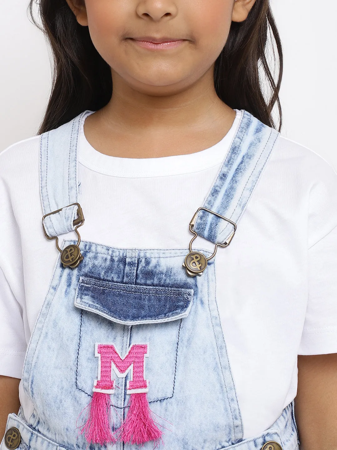 Girls Light Blue Denim Dungaree