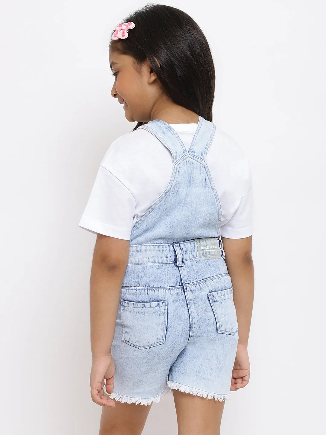 Girls Light Blue Denim Dungaree