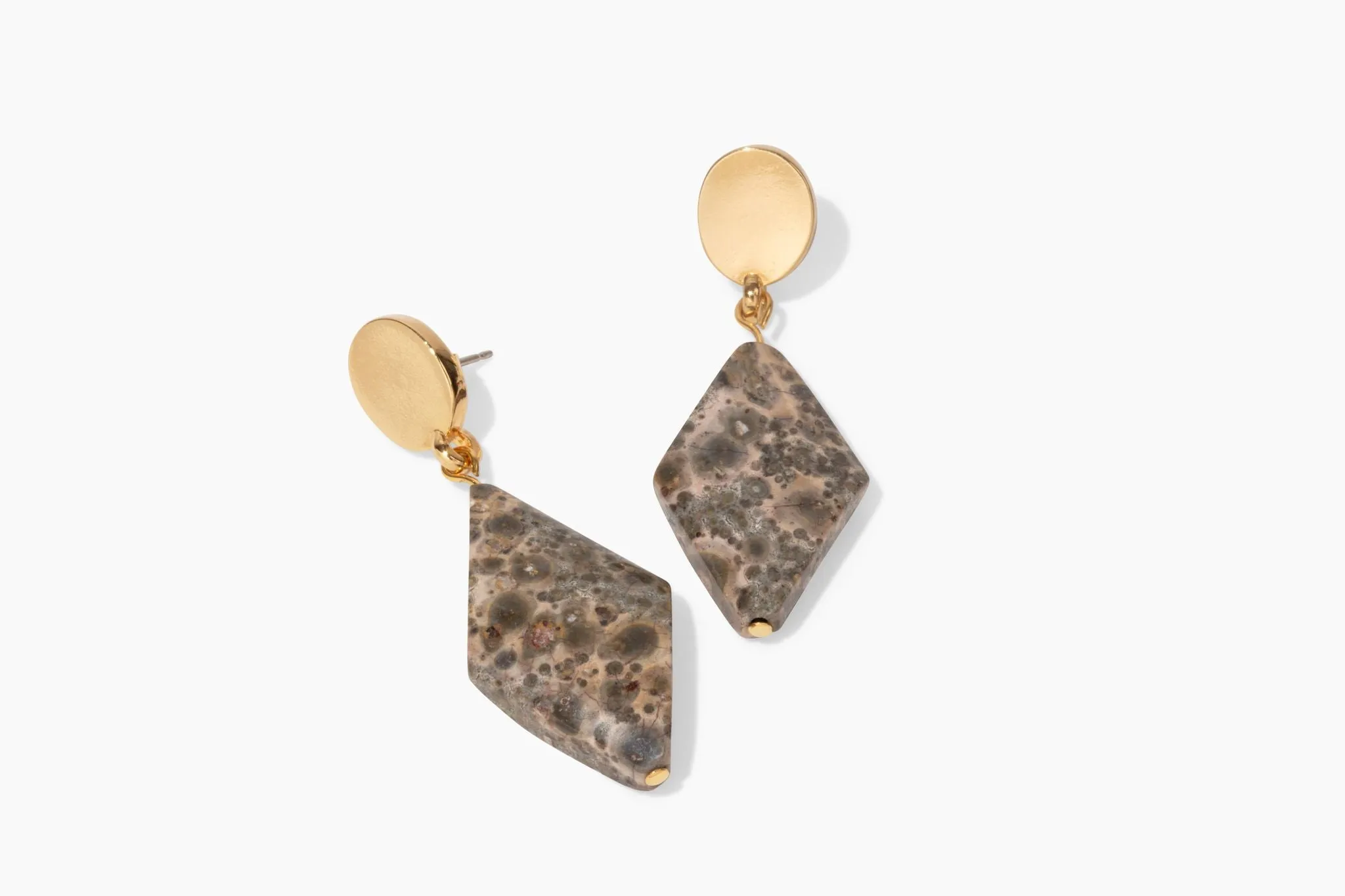 gold oval   leopard jasper earrings