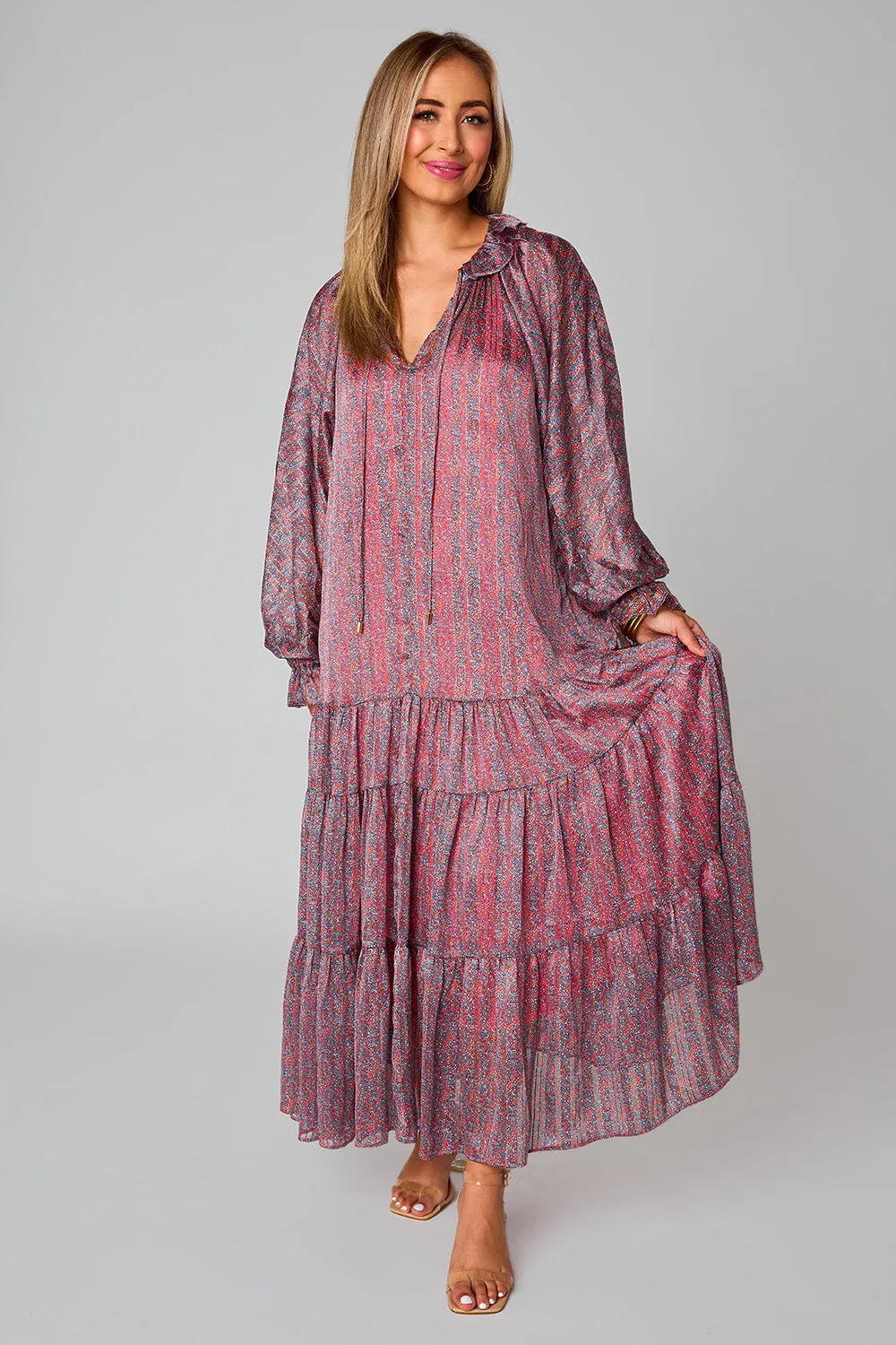 Greta Long Sleeve Maxi Dress - Forget Me Not