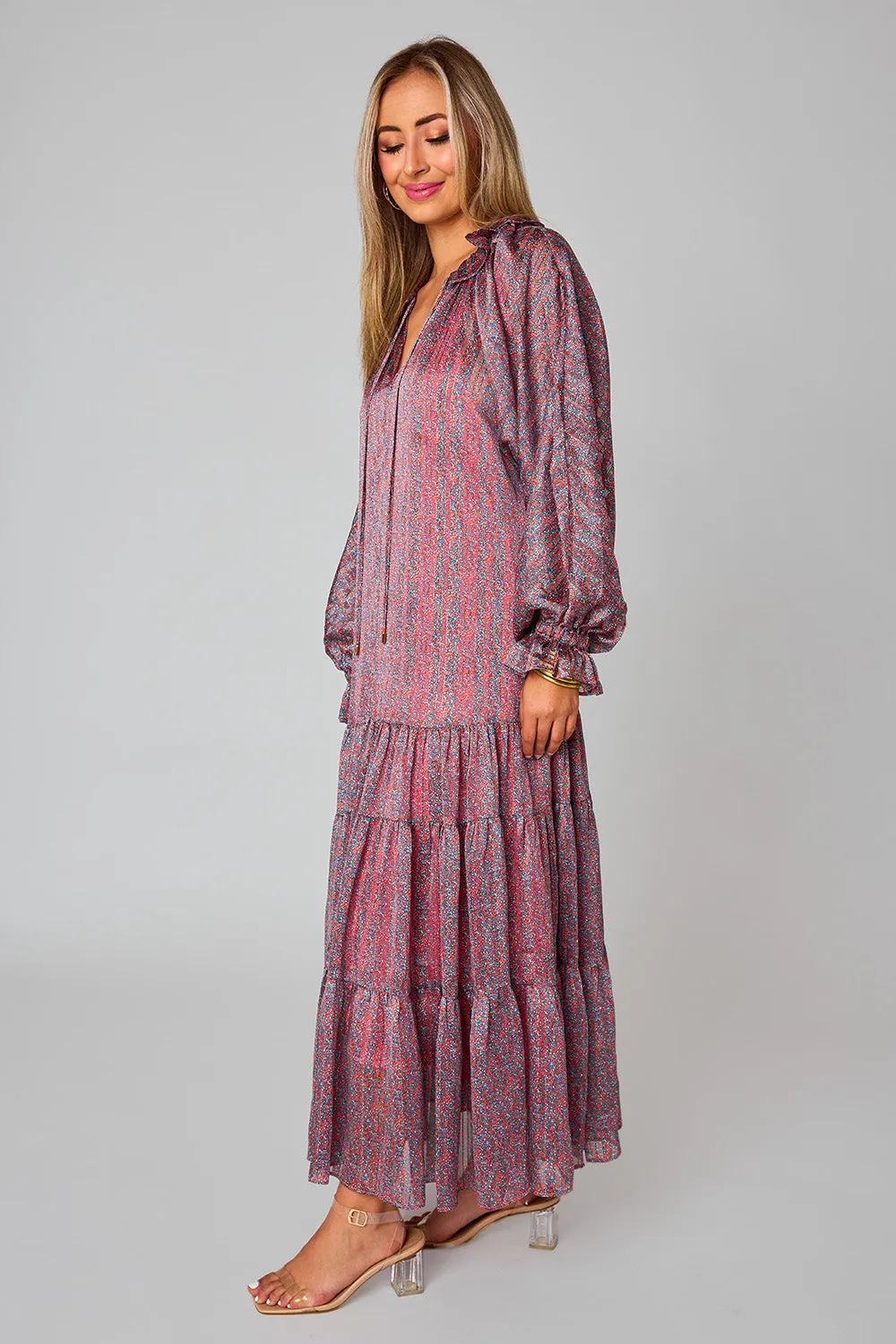 Greta Long Sleeve Maxi Dress - Forget Me Not