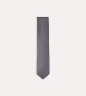 Grey Silk Twill Hand Rolled Tie