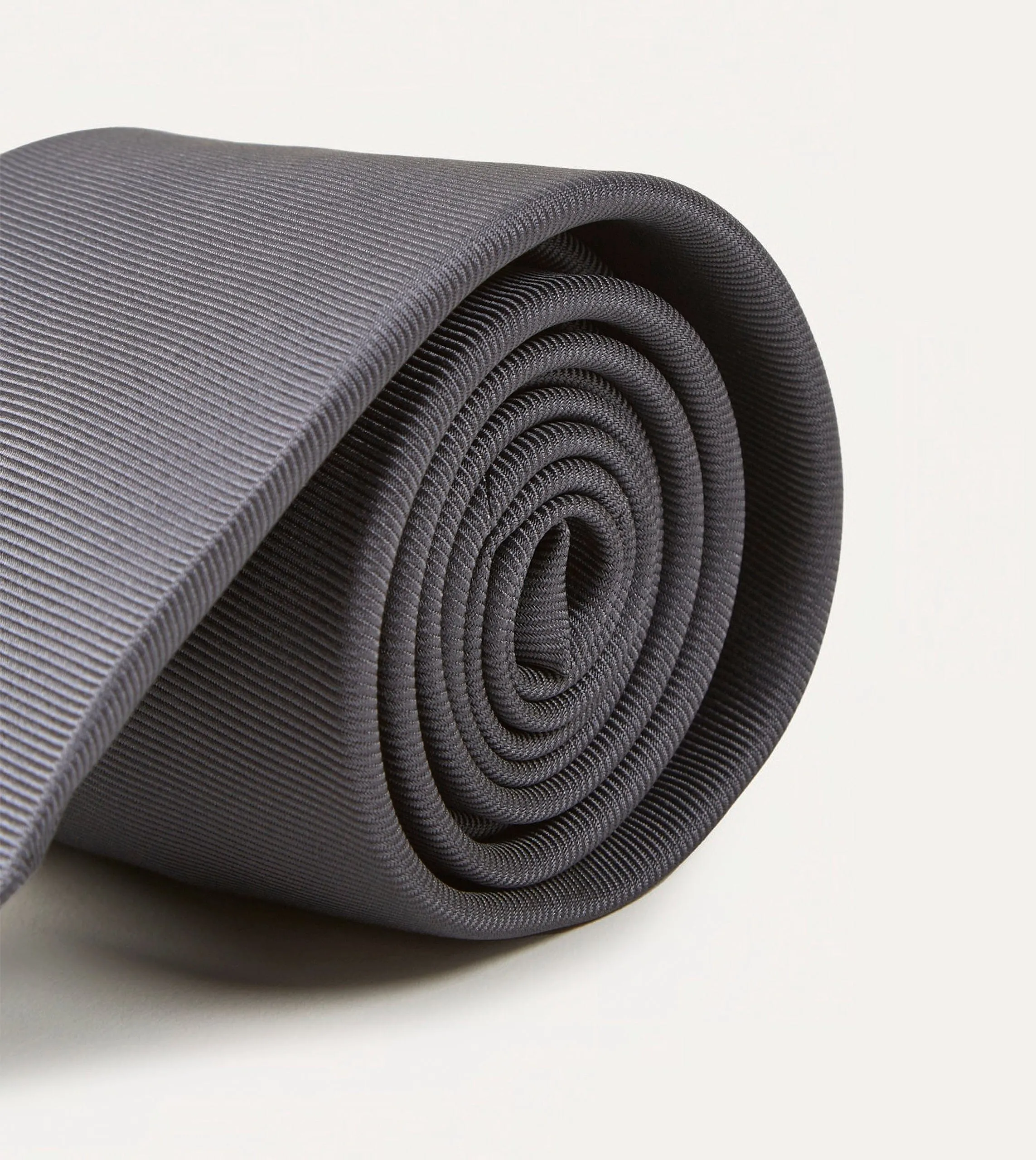 Grey Silk Twill Hand Rolled Tie