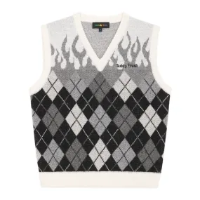 Greyscale Flames Sweater Vest