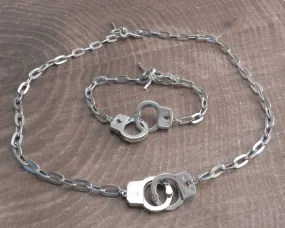 Handcuff Necklace on Link Chain with Keys