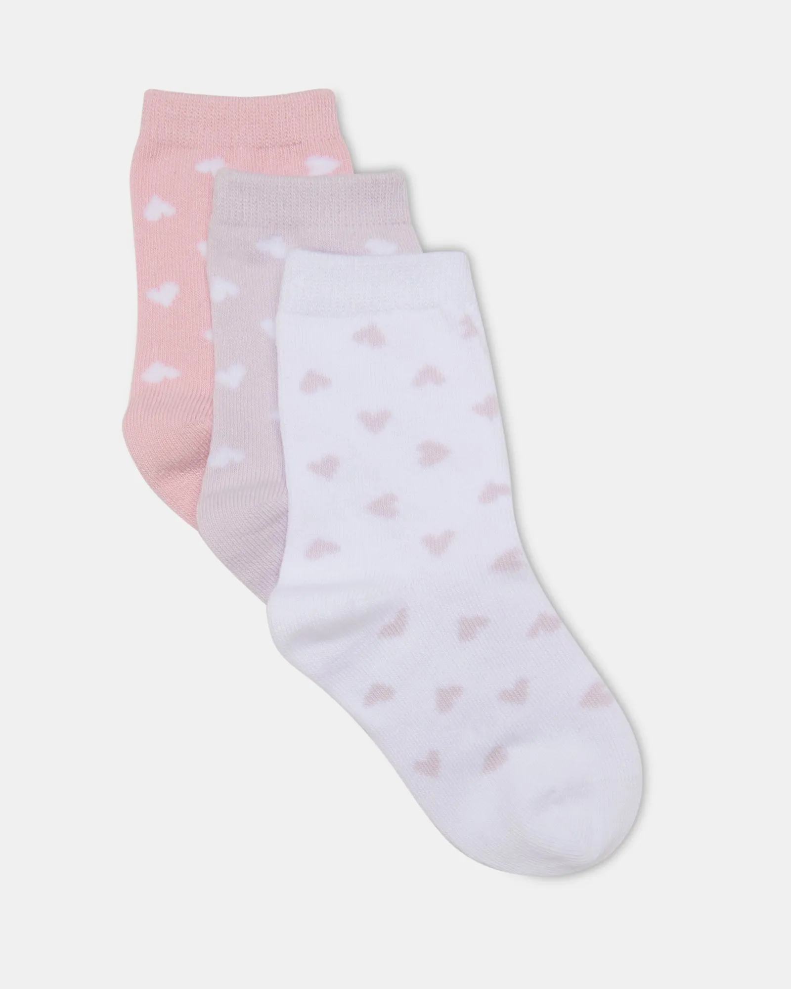 Hearts Crew 3 Pack White/Lilac/Pink