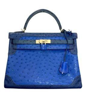 Hermes Kelly Ltd Edition Ghillies Bag In Ostrich Skin