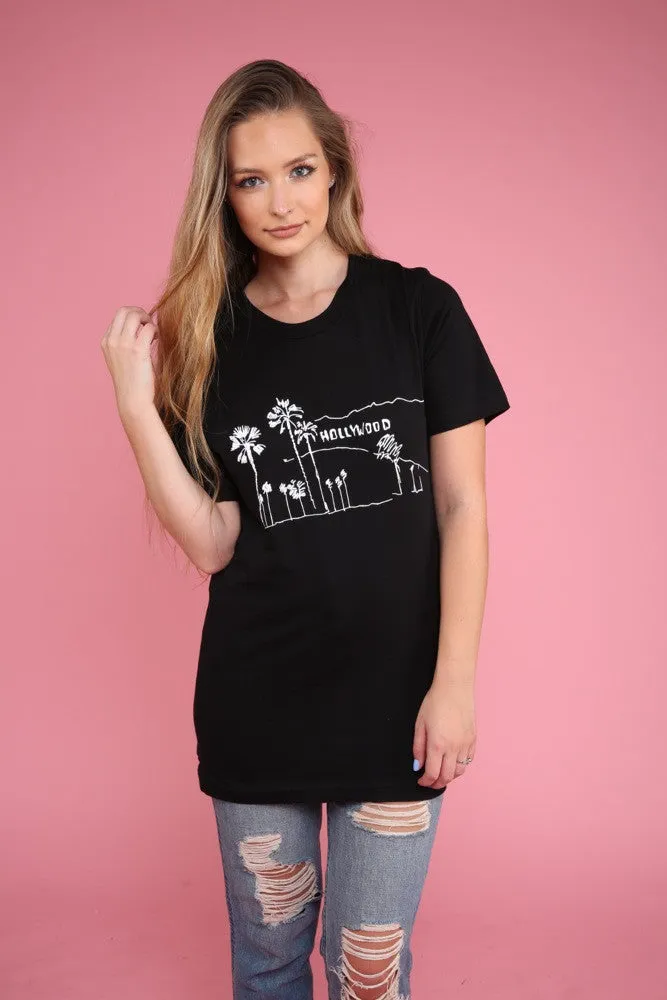 Hollywood, California Black Graphic Unisex Tee