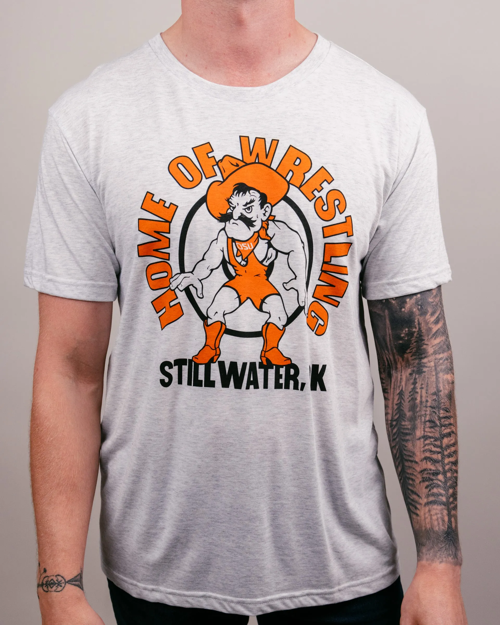 Home of Wrestling Stillwater Ash Grey T-Shirt