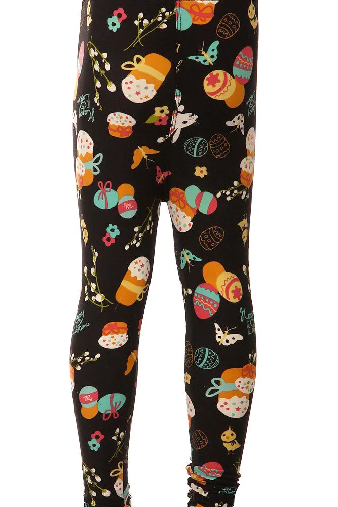 Kid's colorful Easter Egg Rabbits Pattern Printed Leggings