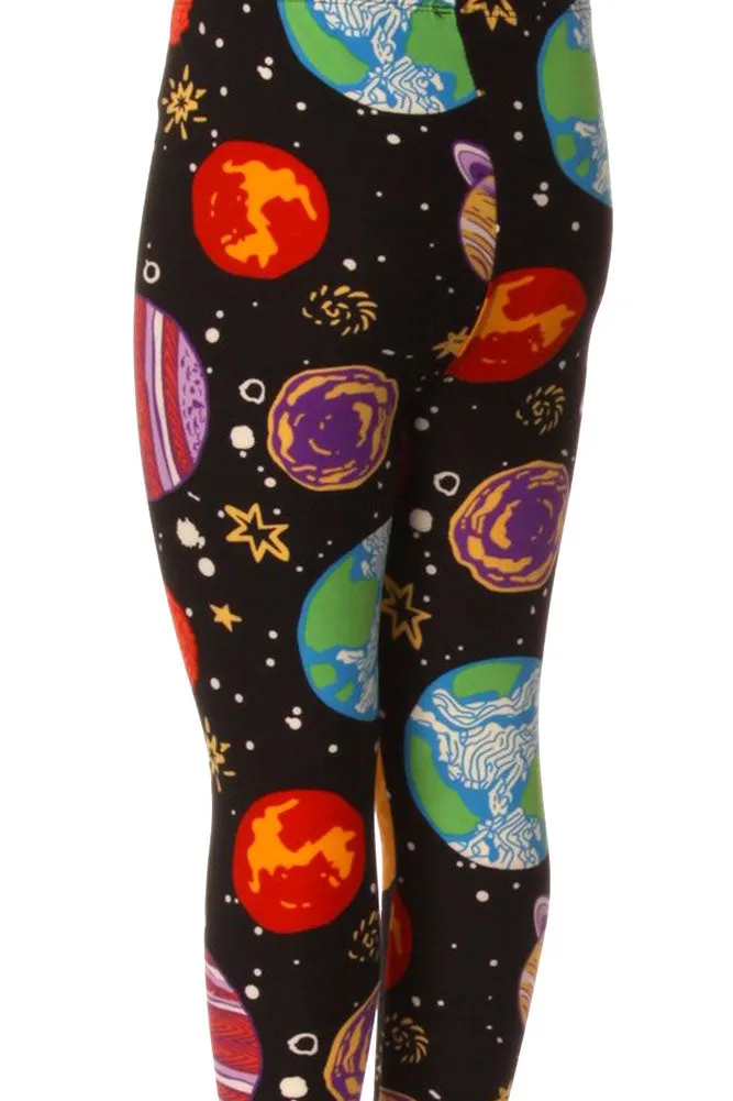 Kid's Colorful Planets Pattern Printed Leggings