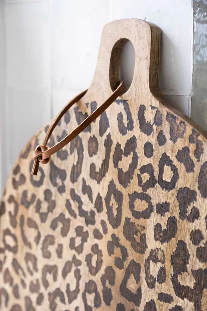 Leopard Print Mango Wood Serving Board - Large