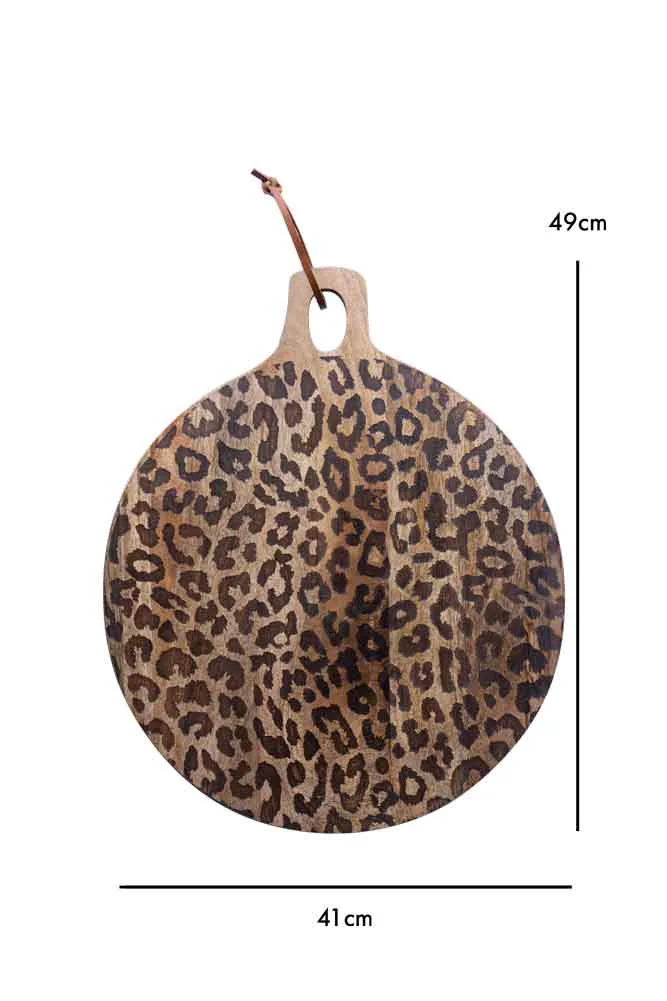 Leopard Print Mango Wood Serving Board - Large