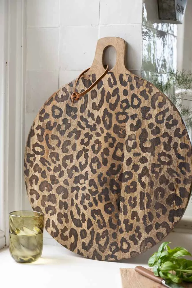 Leopard Print Mango Wood Serving Board - Large