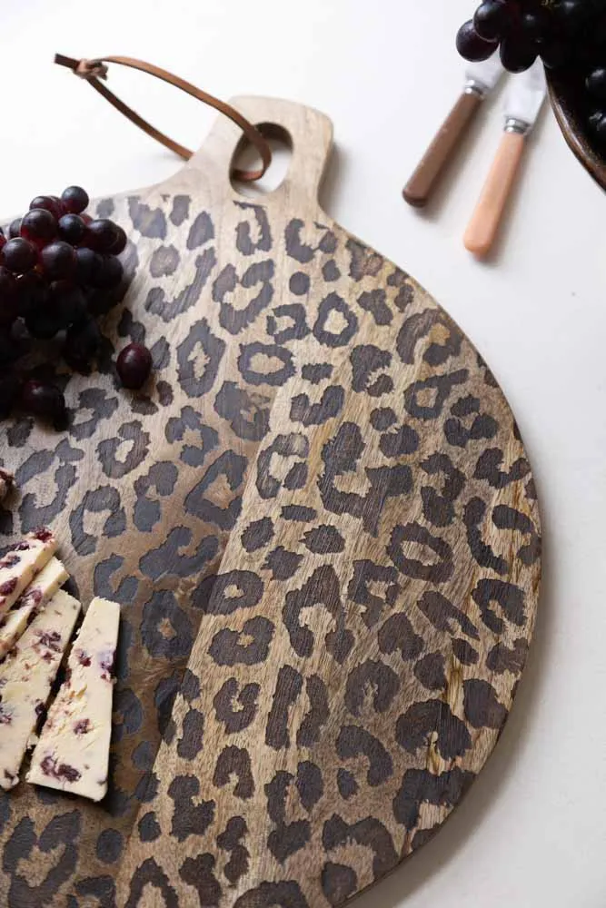 Leopard Print Mango Wood Serving Board - Large