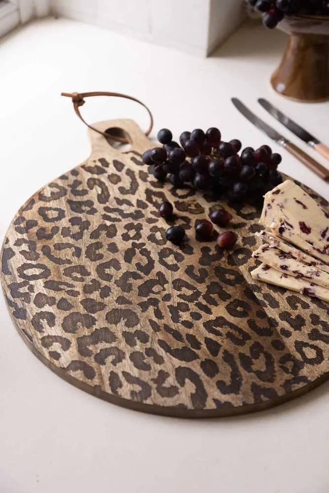 Leopard Print Mango Wood Serving Board - Large