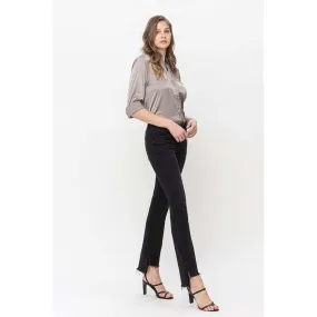 Mid Rise Step Hem with Slit Straight Jeans