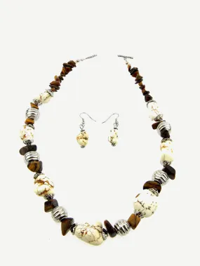 Montana West Brown Beads Short Necklace Set