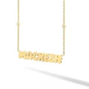 Name Necklace with Two Bezels