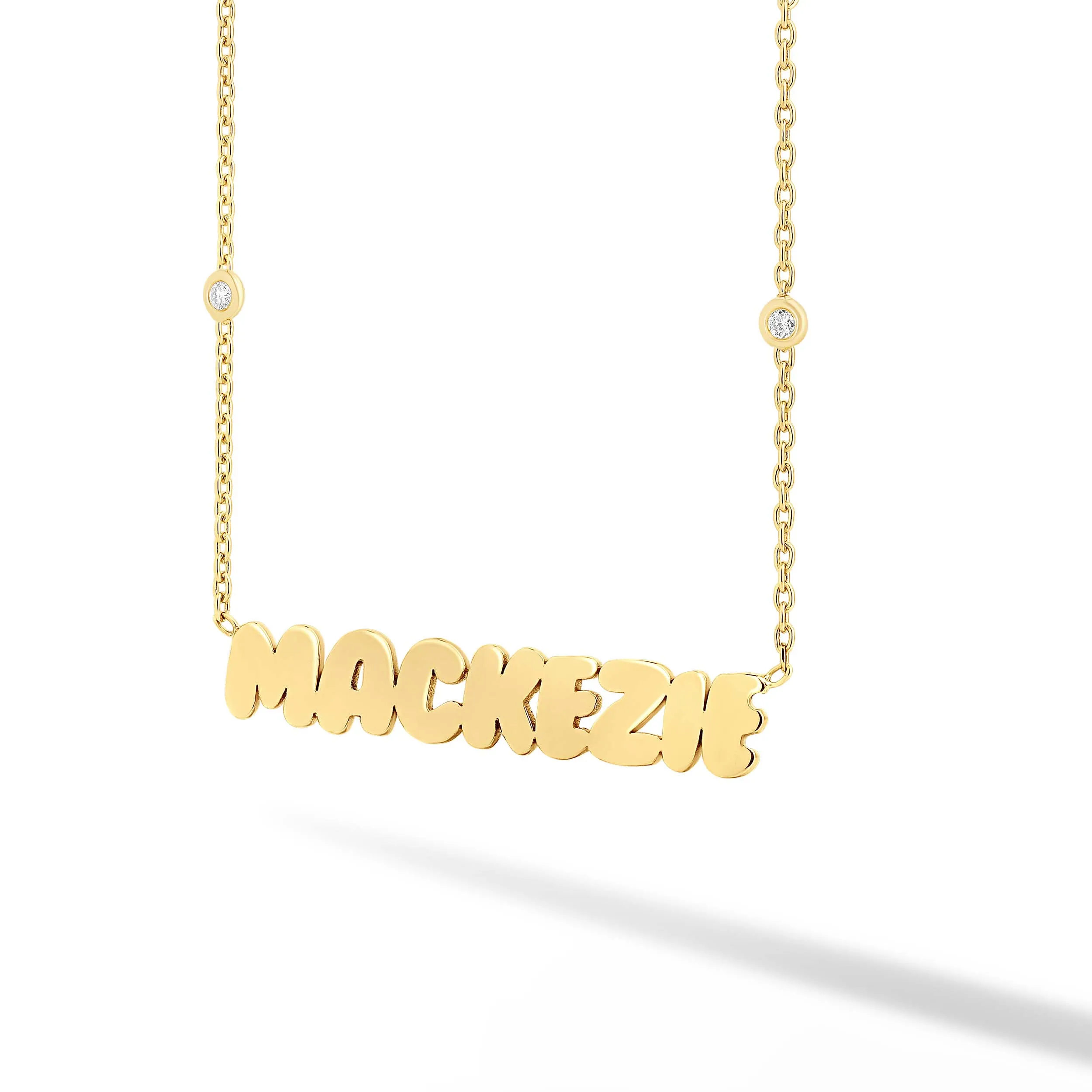 Name Necklace with Two Bezels