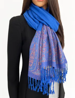 PAISLEY PRINT ROYAL BLUE LIGHTWEIGHT PASHMINA SHAWL SCARF