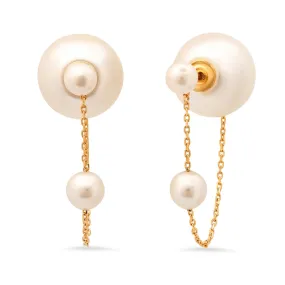 Pearl and Chain Front to Back Earrings