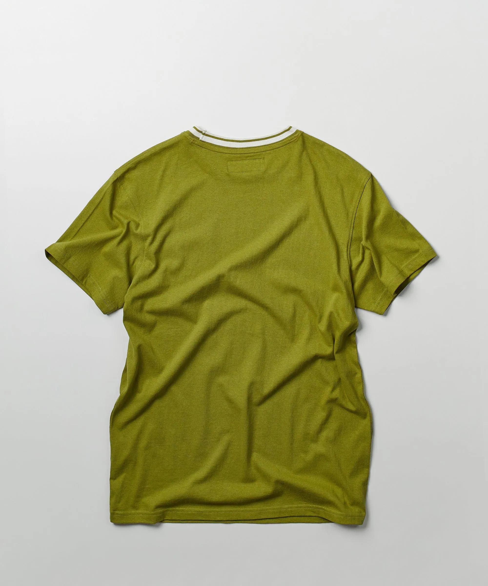 Pocket Stripe Contrast Short Sleeve Tee - Olive Green