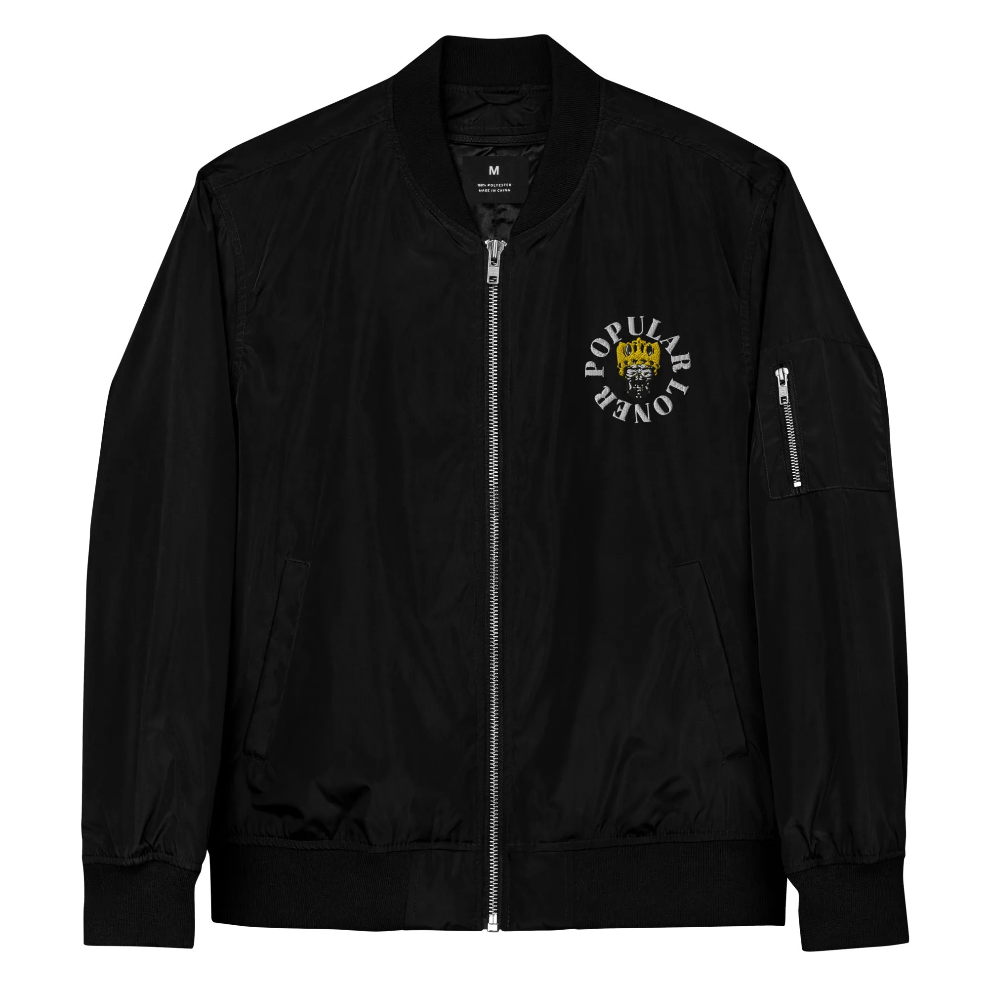 Popular Loner Skull Embroidered Premium recycled bomber jacket