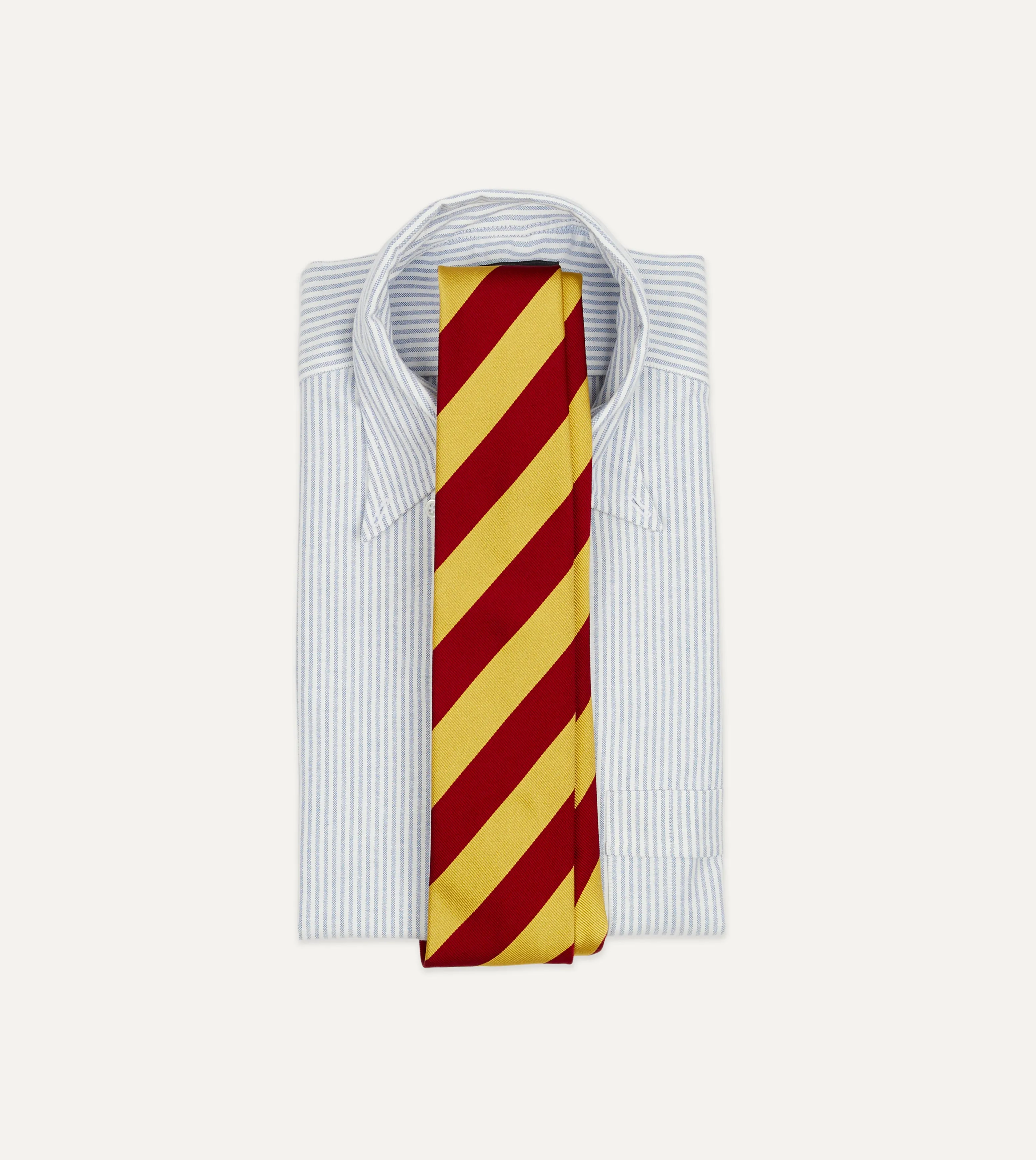 Red and Yellow Broad Stripe Silk Tipped Tie