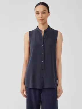 SILK GEORGETTE CREPE SLEEVELESS SHIRT