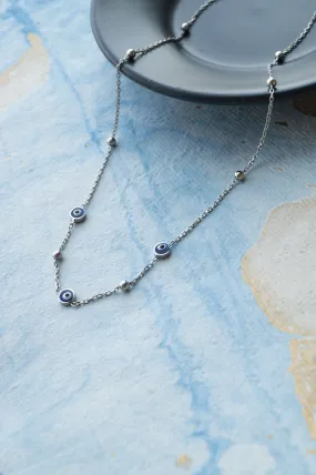 Stationed Evil Eye Sterling Silver Chain