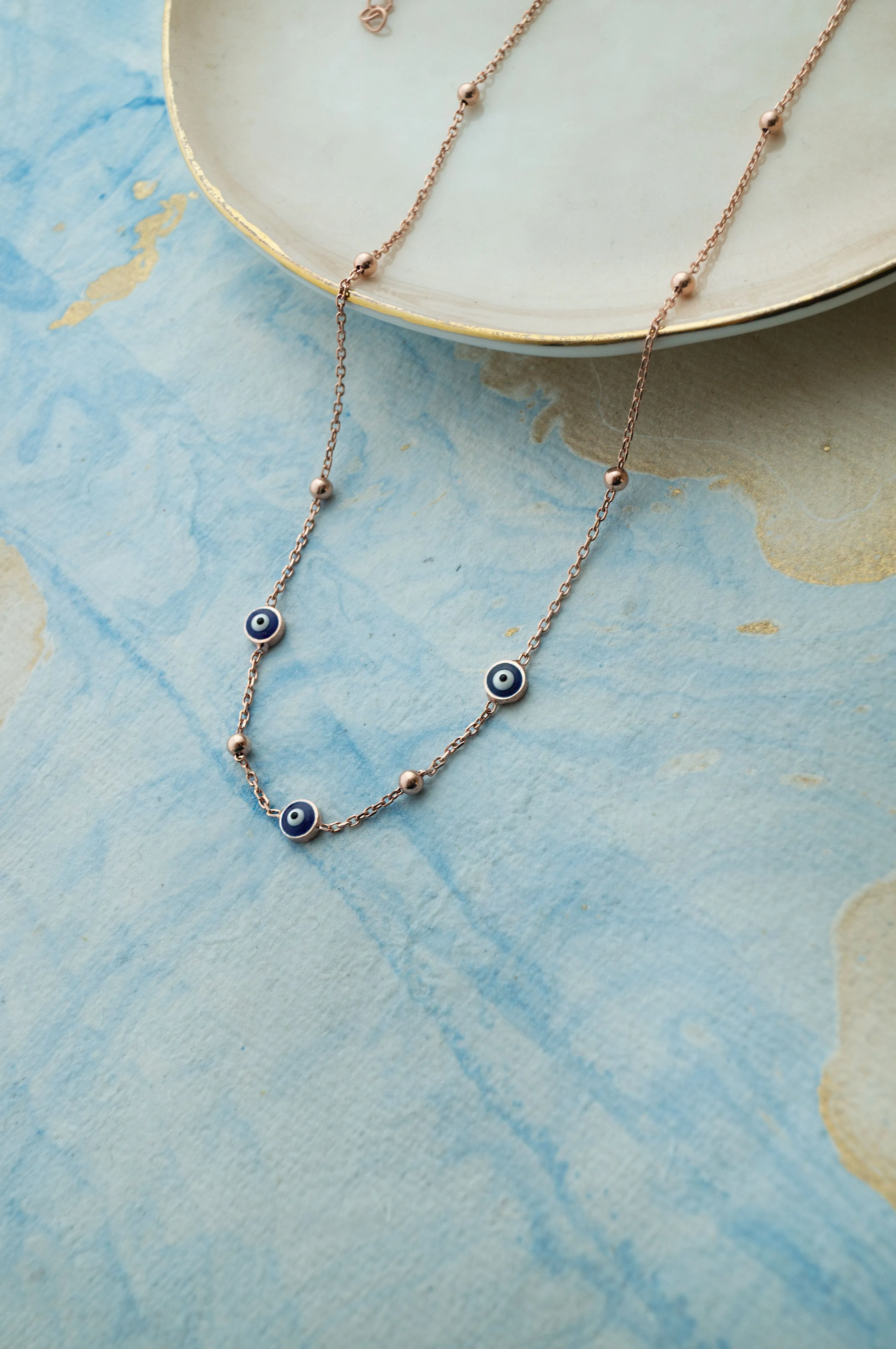 Stationed Evil Eye Sterling Silver Chain