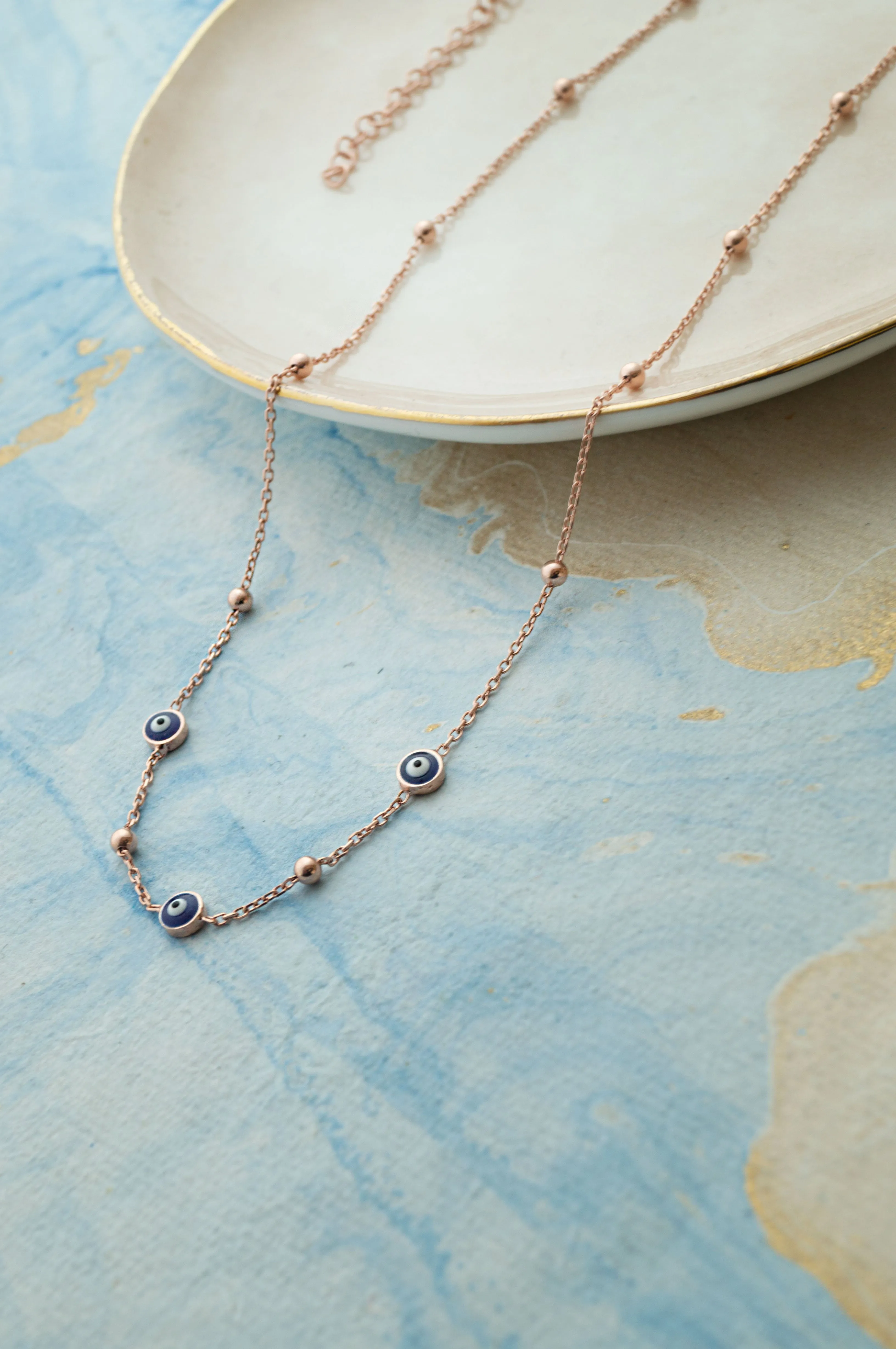 Stationed Evil Eye Sterling Silver Chain