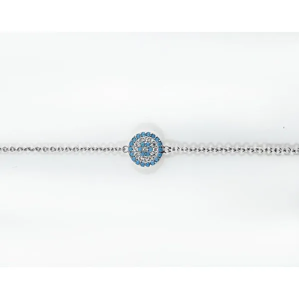 Sterling Silver Minimalist Eye of Protection Bracelet - Turquoise