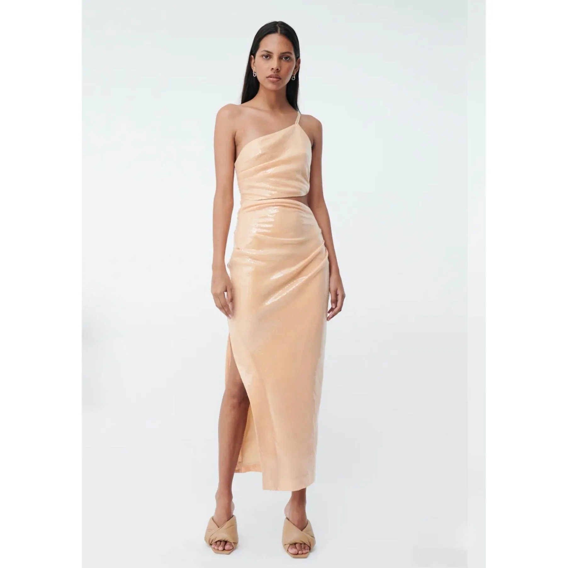 Suboo Marcel Draped Sequin Cutout Maxi Dress