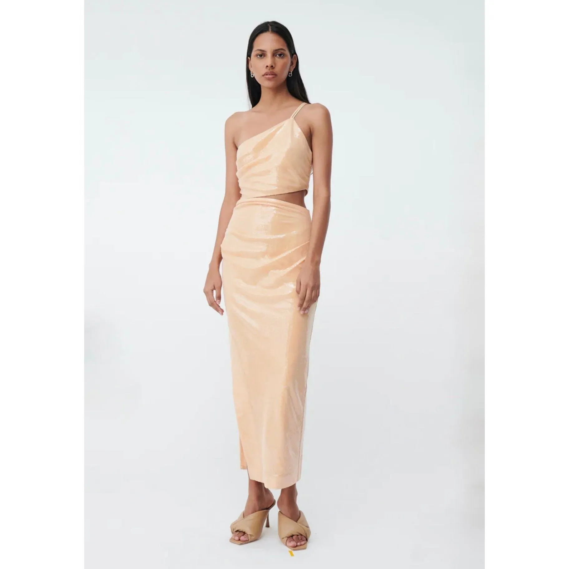 Suboo Marcel Draped Sequin Cutout Maxi Dress